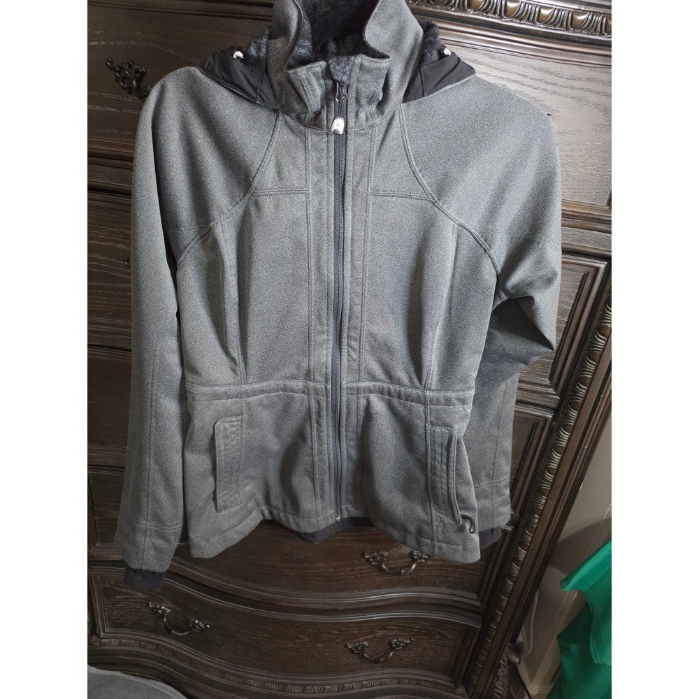 Lululemon Heathered Gray Softshell Hooded Fleece Lined Jacket Size 6
